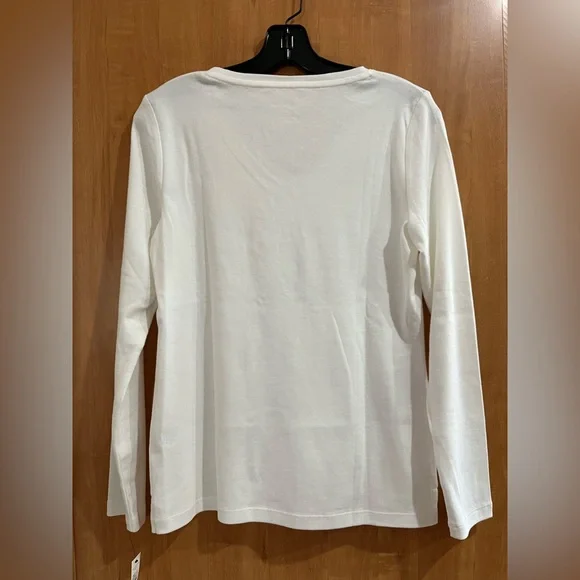 TALBOTS LONG SLEEVE WHITE V-NECK T-SHIRT SZ S - Picture 2 of 6